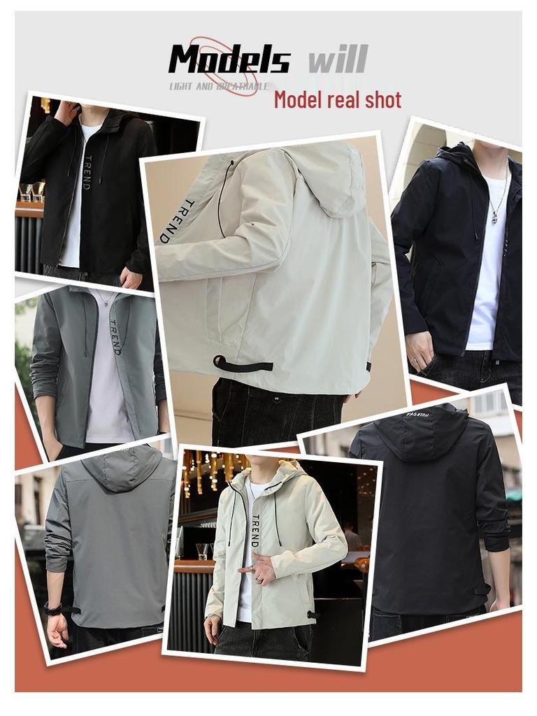 2025 Men's Casual Hooded Jacket - Spring/Autumn Fashion, Lightweight, Loose Fit, Sports Cardigan