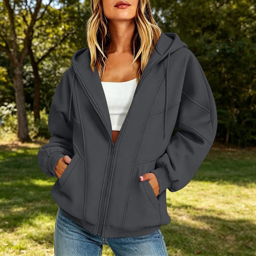 Women's Casual Zip Up Hoodie with Pockets for Everyday Wear