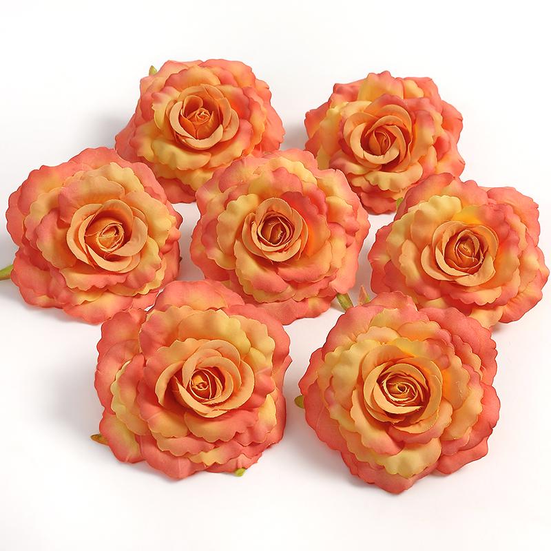 Orange Series Silk Artificial Flowers for DIY Headdress, Clothing Accessories, and Decorative Straw Hat Embellishments.