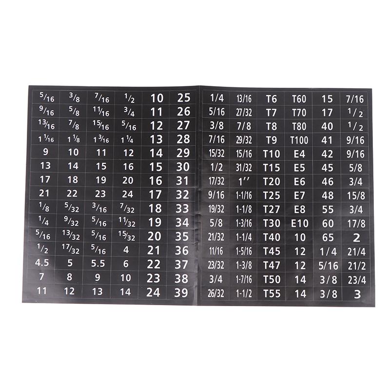 

180 шт./набор Мастер-сокет Быстрые и легкие Наклейки-напоминалки Хромированные Наклейки-бирки Для Наборов Сокетов Инструменты чёрный