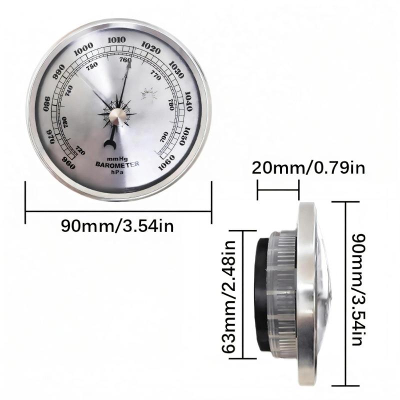 Einfach zu tragendes analoges Barometer Thermometer Hygrometer Set Silber Metall 90mm für Zuhause Büro Reise Überwachungsbedürfnisse