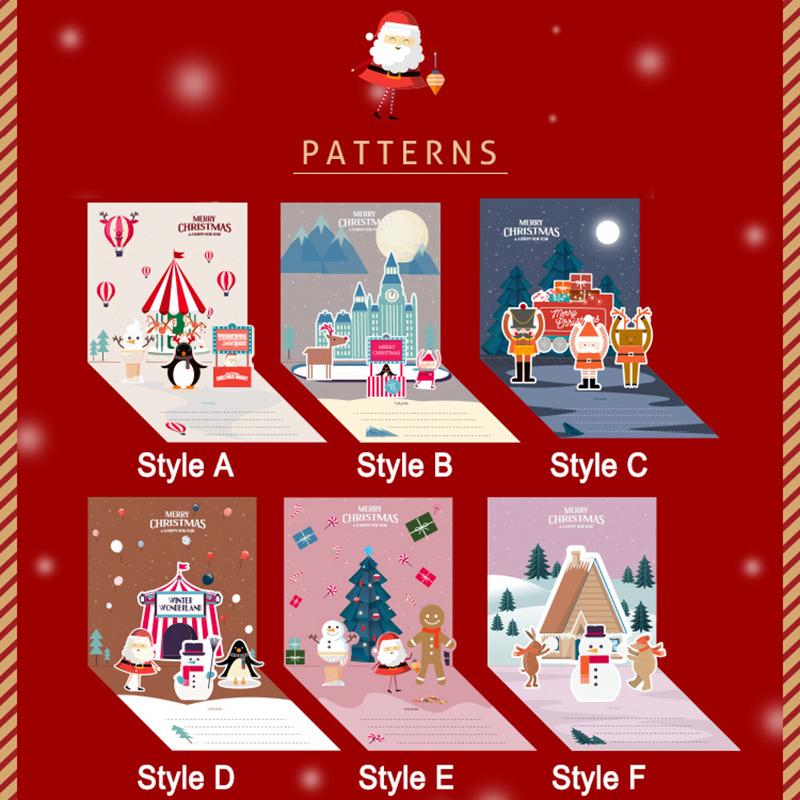 Merry Christmas Greeting Card With Envelope 3D Pop UP Santa Snowman Christmas Tree Friends Family Xmas Gifts Wishes Postcard