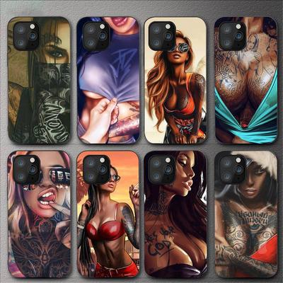 Pouzdro na telefon sexy Sleeve Tattoo Girl pro Iphone 11 12 Mini 13 14 Pro Xs Max X 8 7 6s Plus 5 Se Xr Shell