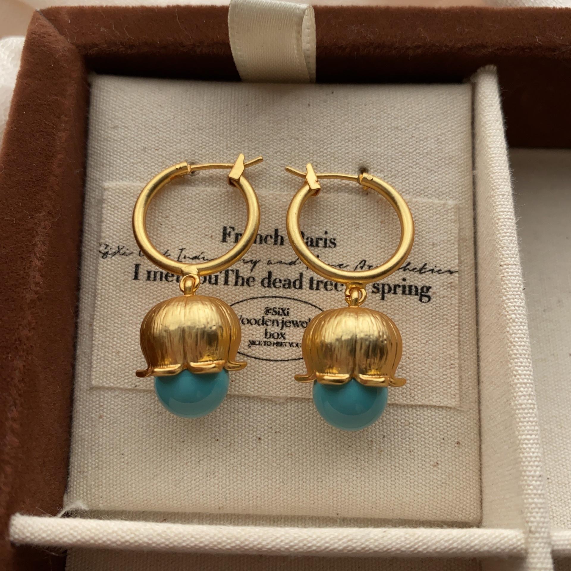 Серьги-бутоны, Серьги, Легкая роскошь, Нишевый кулон в виде цветка ландыша и капли воды, Умный темперамент, Простая легкая роскошь, Изысканный