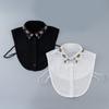 Soft Polyester Detachable Collar With Rhinestones Decors Half Shirt Blouse Top Suitable For Various Occasion Easy Care