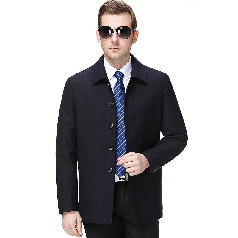 Dad s Jacket New Style Middle-aged and Elderly Men s Business Casual Buttoned Jacket Spring Jacket Lapel Men s Large Size 175
