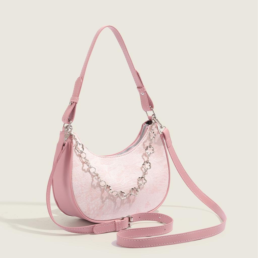 Underarmsväska för kvinnor Trendig höstmodedesign Axelväska Crossbody Liten fyrkantig väska Fairy Pink Halvmåneväska
