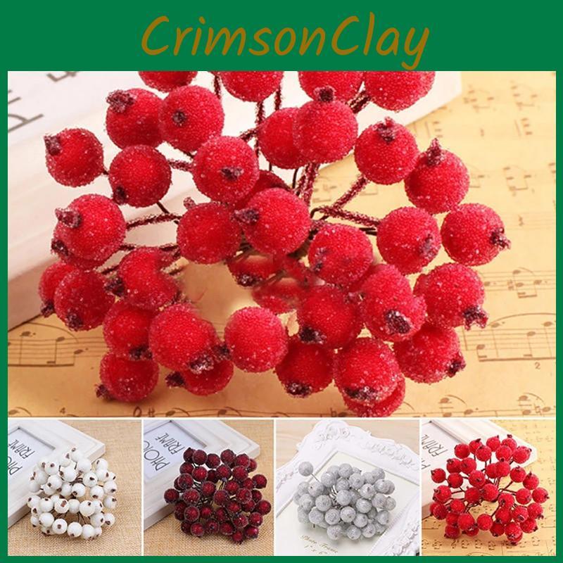 Vibrant Mini Christmas Foam Frosted Holly Berry Flower Bouquet For Holiday Cheer