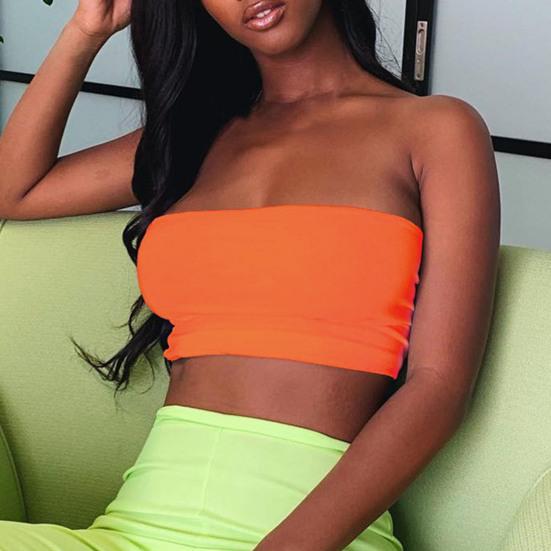 Off Shoulder Sleeveless Exposed Navel Tube Top Summer Sexy Chest Wrap Crop Top Female Clothing