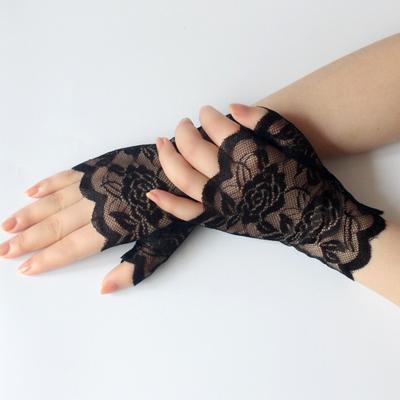 1 Pair Women Prom Gloves See-through Lace Thin Fingerless Literary Style Performances Bride Wedding Photo Prop Gloves