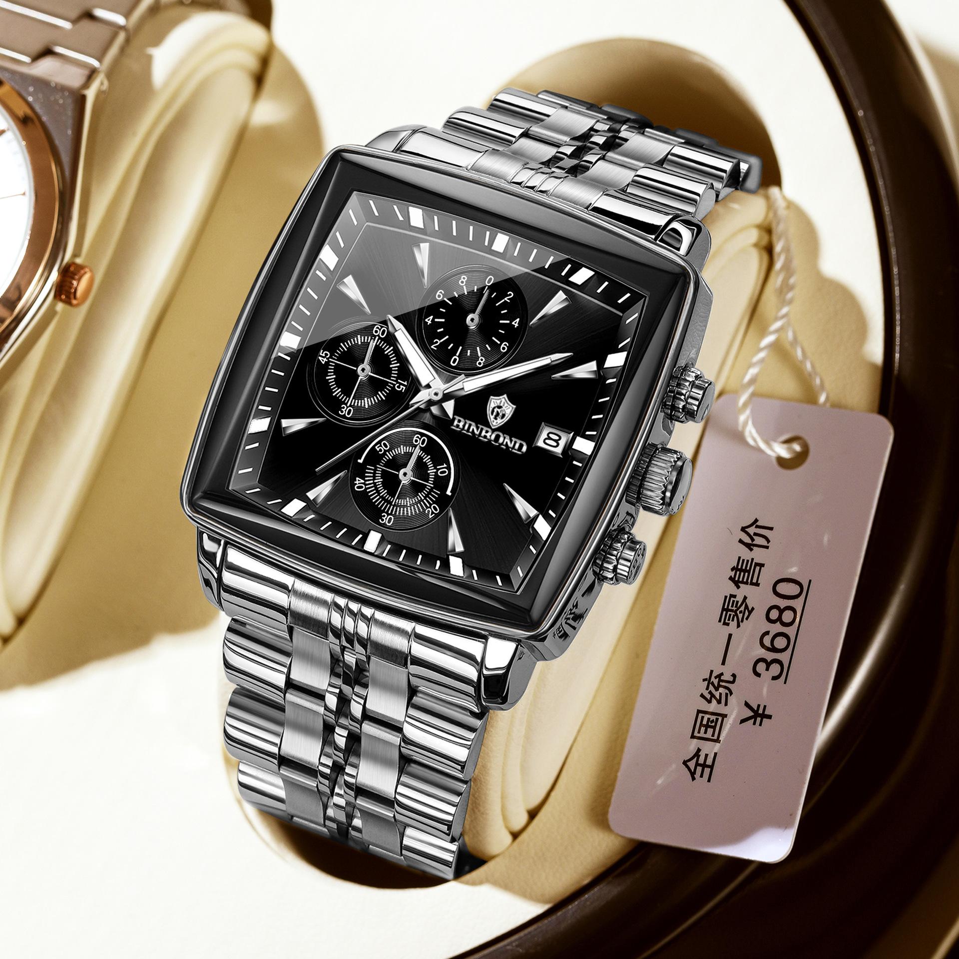 Men Watch Light Luxury Brand High end Business Multi functional Three eye Six pin Steel Waterproof Male Fashion Quartz Watches