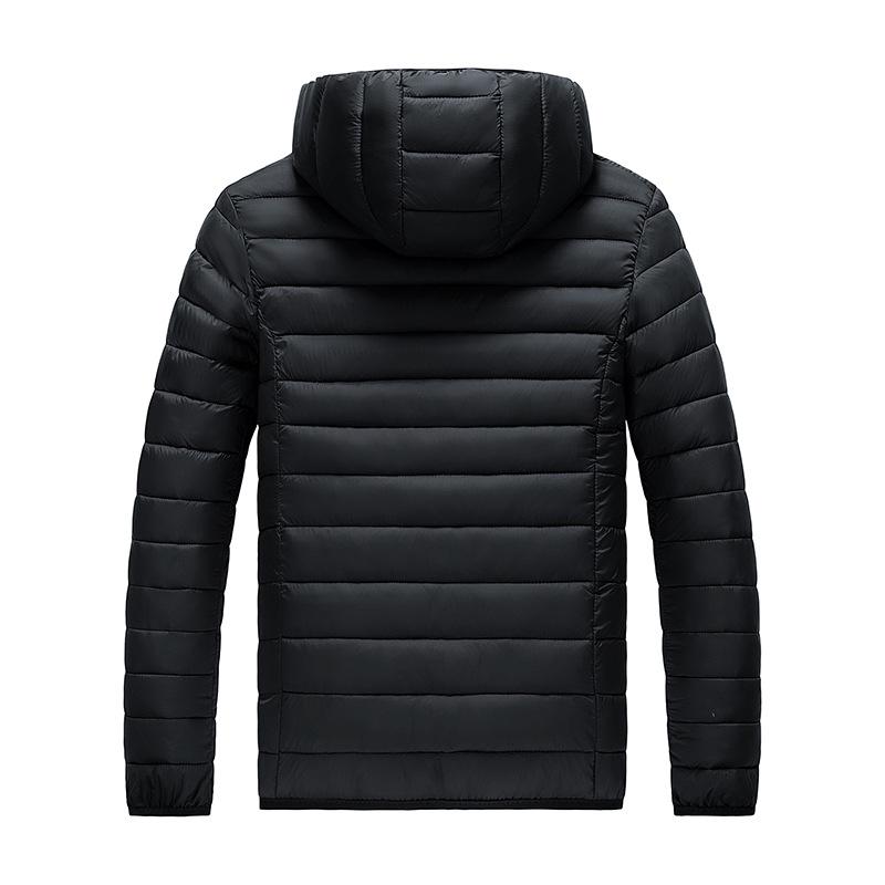 Men's Plus Size Multicolor Lightweight Cotton-Padded Winter Jacket with Detachable Hood