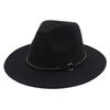 European And American Style Big-Brimmed Top Hat, Metal Ring, Rivet, Belt Accessories, Felt Hat, Light Top Fedora Hat, Foreign Trade Monochrome Hat
