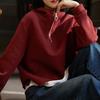 Air layer fake two-piece hooded sweater women's casual simple zipper pullover jacket top, season women's clothing