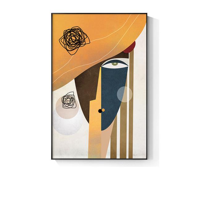 Modern Abstract Character Painting Faceted Geometry Canvas Poster Printing Picasso's Living Room Wall Art Picture