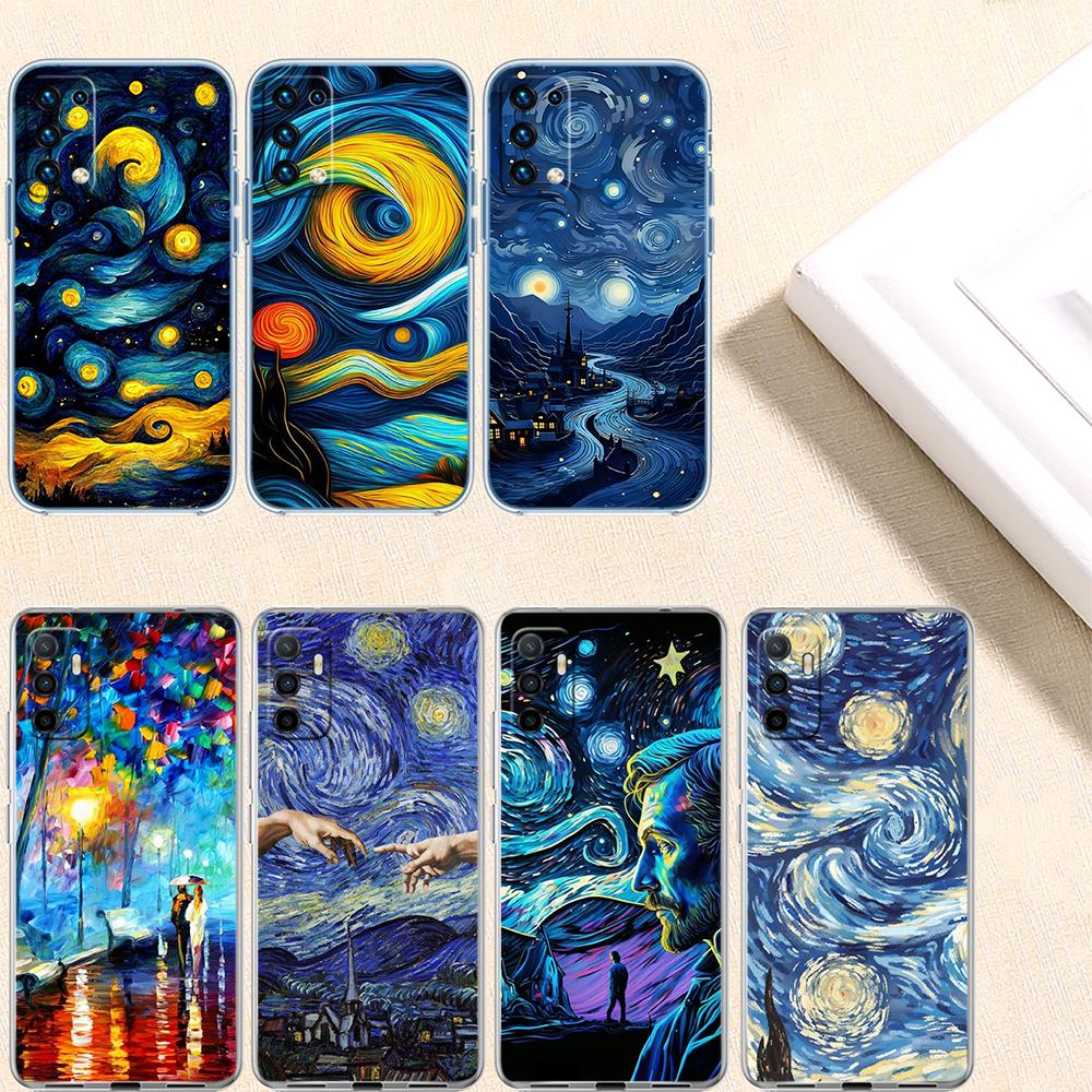 RE55 Starry Night Van Gogh Painting Phone Case for Motorola Moto Edge 20 30 40 50 S30 Fusion Ultra Pro Neo Lite + G200 G23