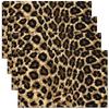 6 Peças Jogos Americanos Estampa Leopardo Preto Marrom, Jogos Americanos Leopardo Guepardo Para Mesa de Jantar Cozinha Tema Animais Selvagens
