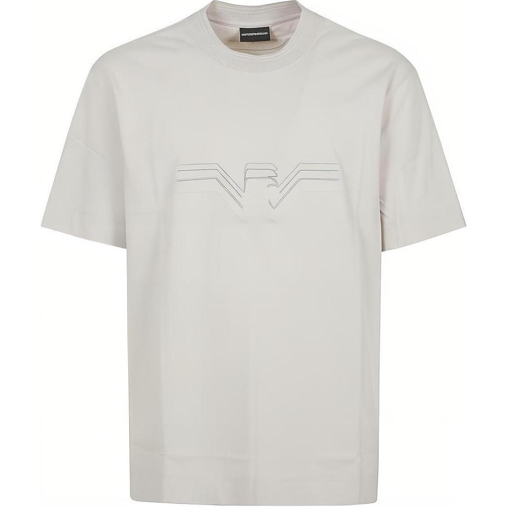 Emporio Armani Solid Color Brand Logo Embroidered Round Neck Short Sleeve T-Shirt Men tops Gray 3D1T89-1JWZZ-0646
