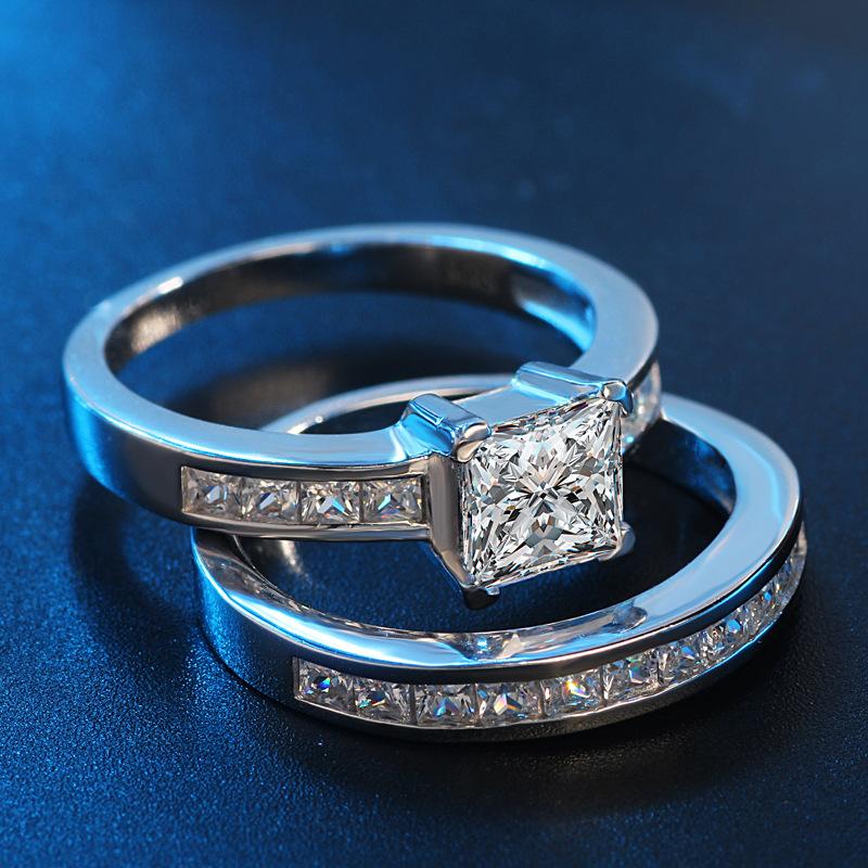 Diamond Micro Inlay Ring European and American Ring Style Wedding Diamond Ring Ring Ring Zircon Couple Ring