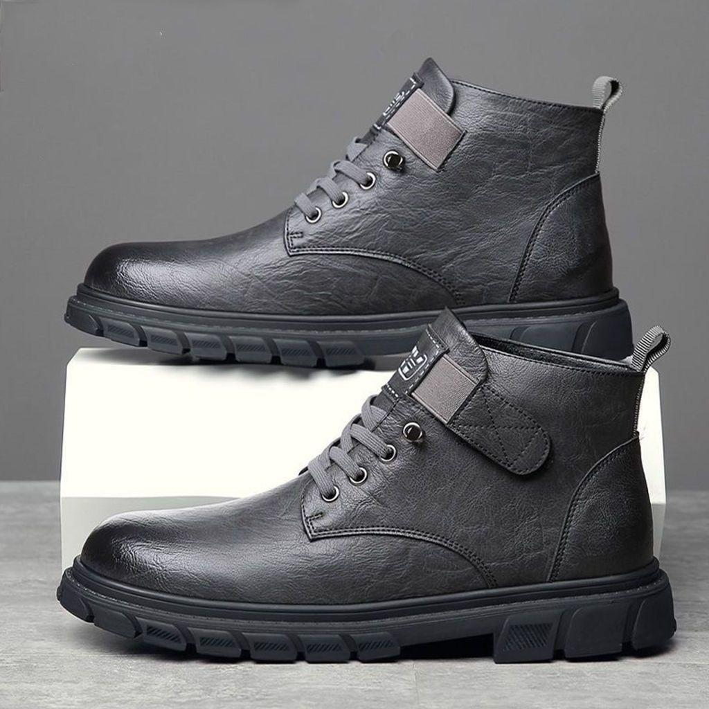 Leather cotton shoes Martin boots men's high-top winter velvet thermal leather shoes men's leather cotton shoes casual boots
