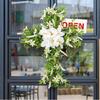 Easter Wreath Cross Door Sign Christian Floral Easter Decor for Front Door Porch