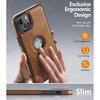 Classy Design Luxury Leather Phone Case for iPhone 15 Non-Slip Grip Full Body Ultra Slim Protective Case (2023,6.1”) (Brown)