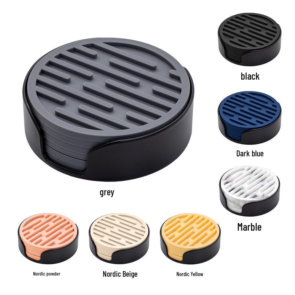 Thickened Round Silicone Marble Coaster - Heat-Resistant, Non-Slip, Food-Grade Anti-Scald Mat for Cups