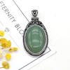 Colgante de piedra natural Collar de estilo vintage Joyería de moda Forma ovalada Gargantilla de aleación Cuarzo rosa Ópalo Jade malasio Ideas de regalos Regalos para amantes