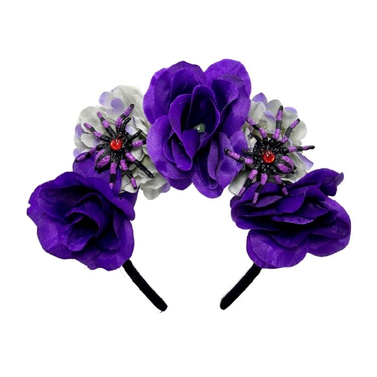Halloween Bride Flower Crowns Headbands Wedding Spiders and Floral Hair Accessory for Costume Parties Props