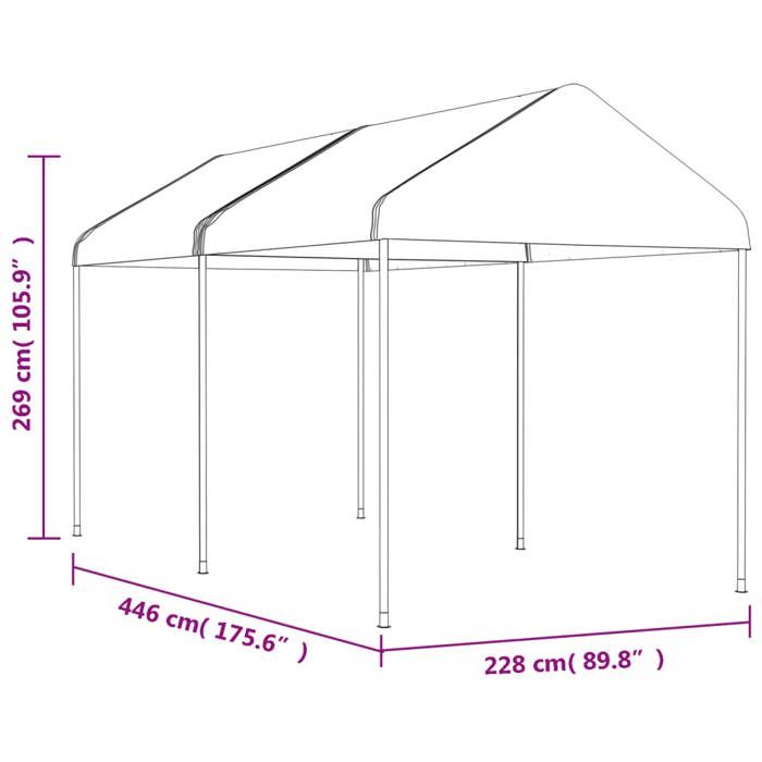 VidaXL Belvédère avec toit blanc 4,46x2,28x2,69 m polyéthylène, tente de fête, chapiteau, abri à auvent, pavillon, tente 3155502