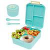 Stainless Steel Four Compartment Lunch Box Outdoor Lunch Box with Soup Bowl Knife and Fork Suitable for Children and Students