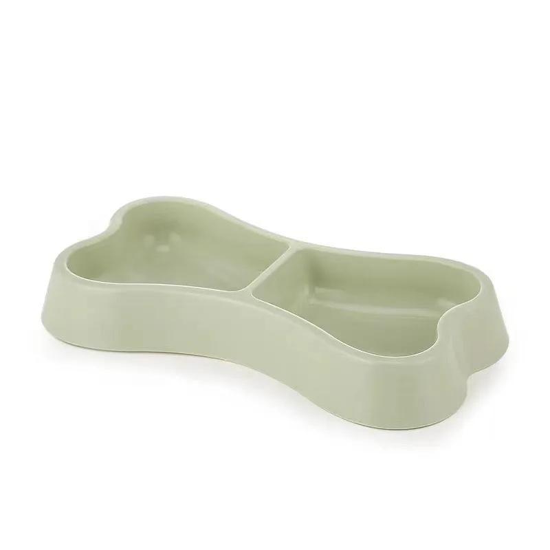 Plastic Pet Double Bowls for Cats Dogs 2-in-1 Food Water Feeder Non-Slip Durable Feeding Bowl