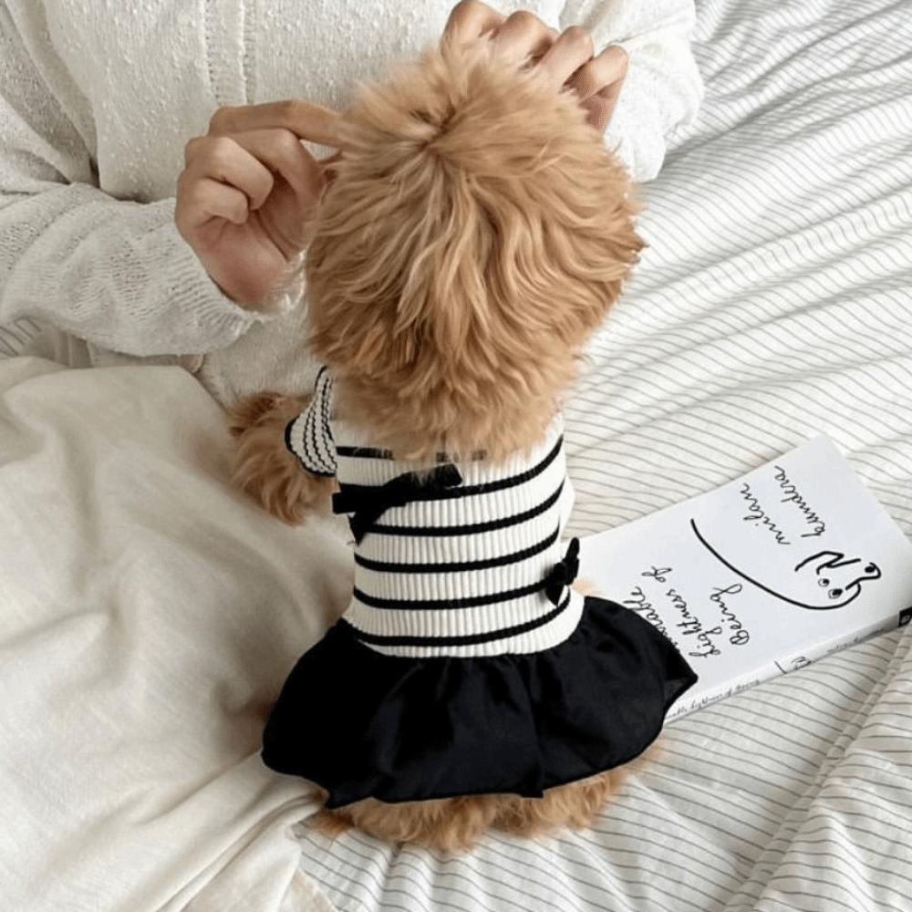 Breathable Pet Striped Short Sleeve Soft Pet Skirt Pet Clothes Pet Princess Dress  Summer