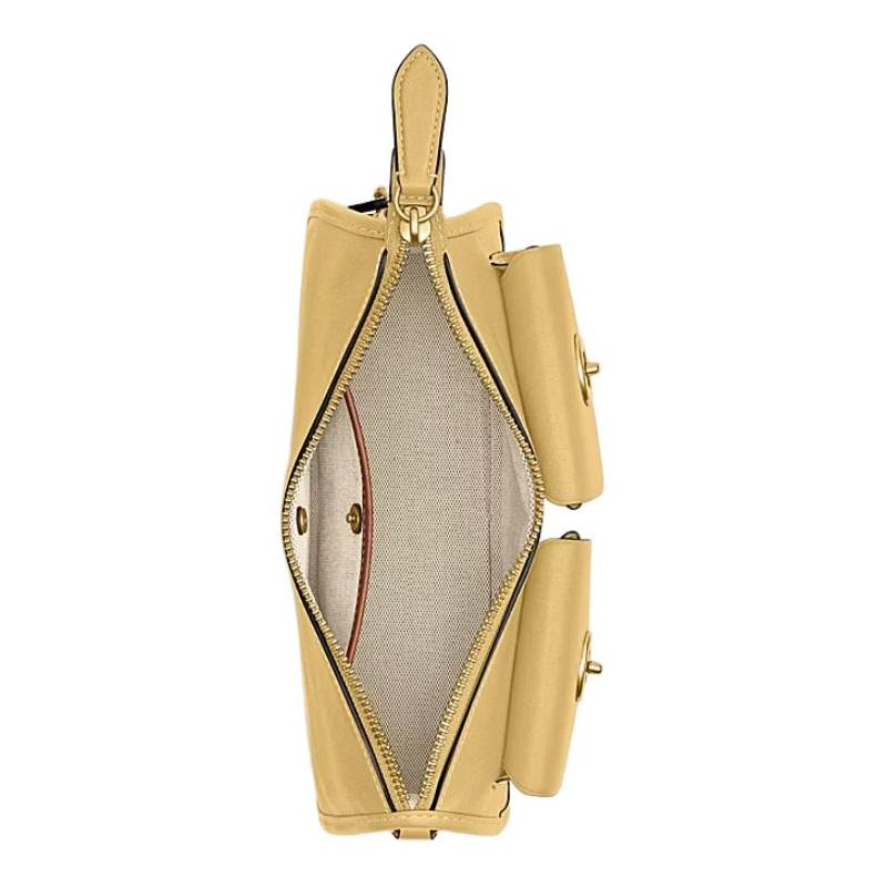 Coach Waverly 24 Double Swivel Lock Finish Multi-Pocket Design Metal Hardware Cow Leather Crossbody Shoulder Bag Medium Women's Yellow