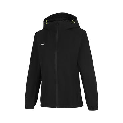 Li Ning Sports Lifestyle Series Jednobarevná větrovka s kapucí na zip Dámské svrchní oblečení Černá AFDU626-4