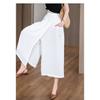 2026 summer thin loose high waist split lazy style casual culottes hip thigh thick and thin eight-point wide-leg pants