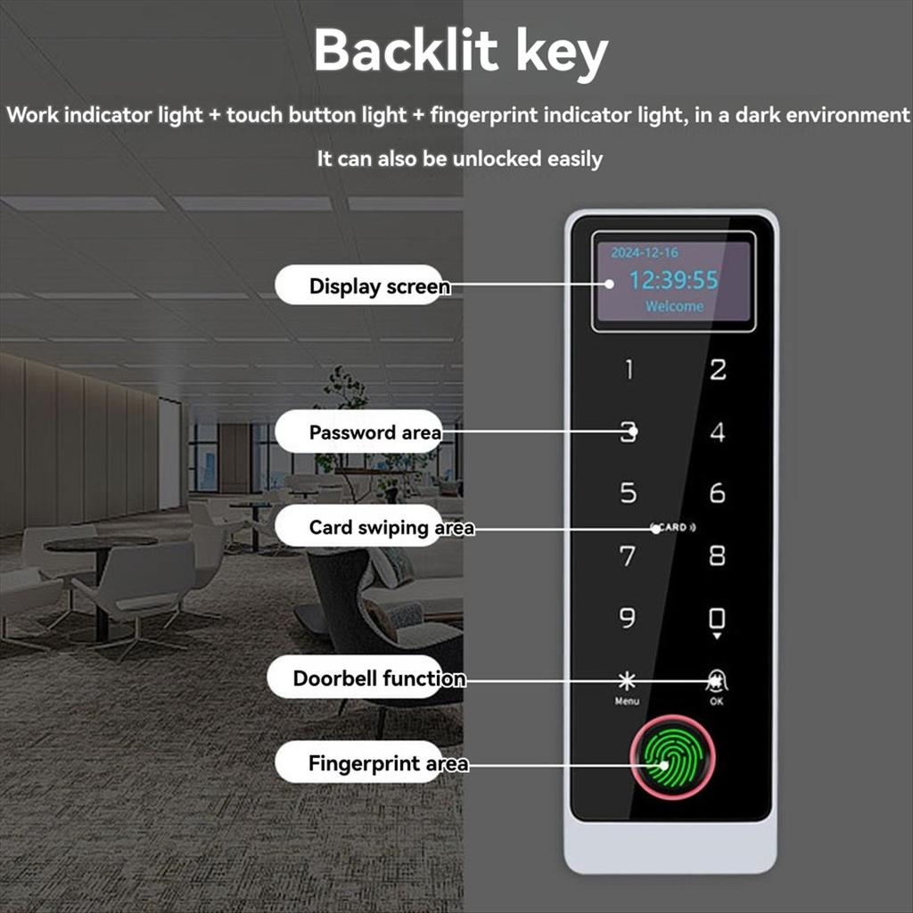 Tuya Wifi Smart Door Lock Controller with LCD Screen WiFi APP Control Fingerprint IC Card NFC IP67 Waterproof