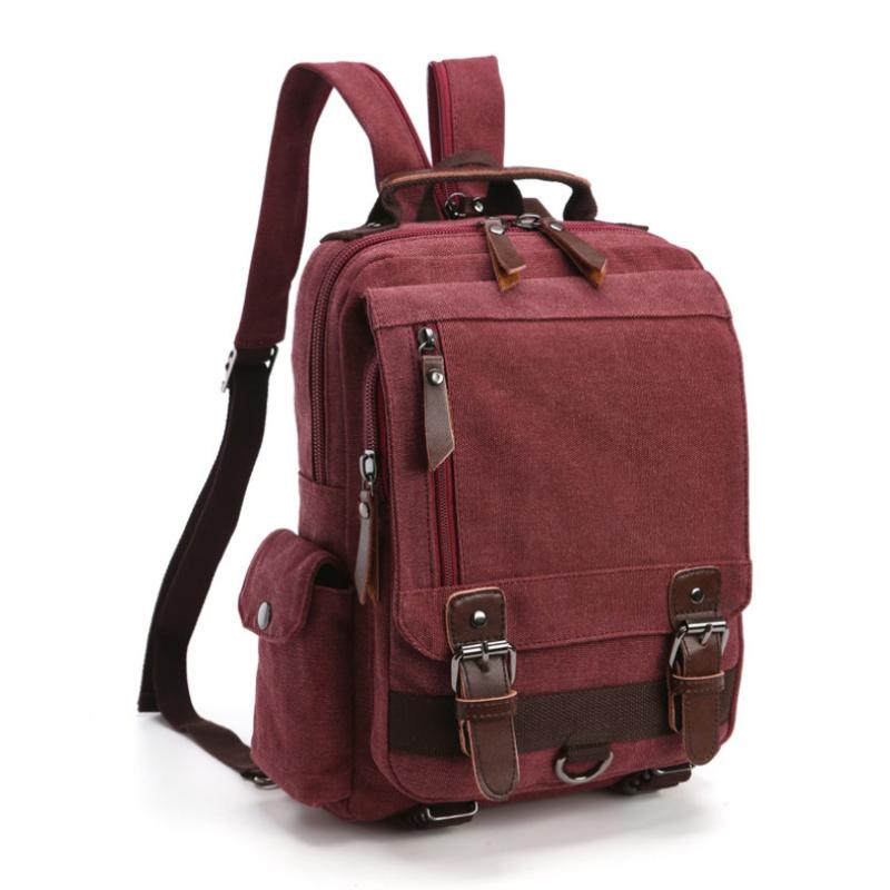 European American Retro Unisex Canvas Backpack Fashion Simple Solid Color Business Commuting Computer Bag Outdoor Leisure Portable Travel Knapsacks