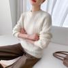 2025 A/W Women's Pure Wool Cable Knit Pullover: Round Neck, Rolled Hem, Seven-Stitch, Thickened Long Sleeve Sweater.