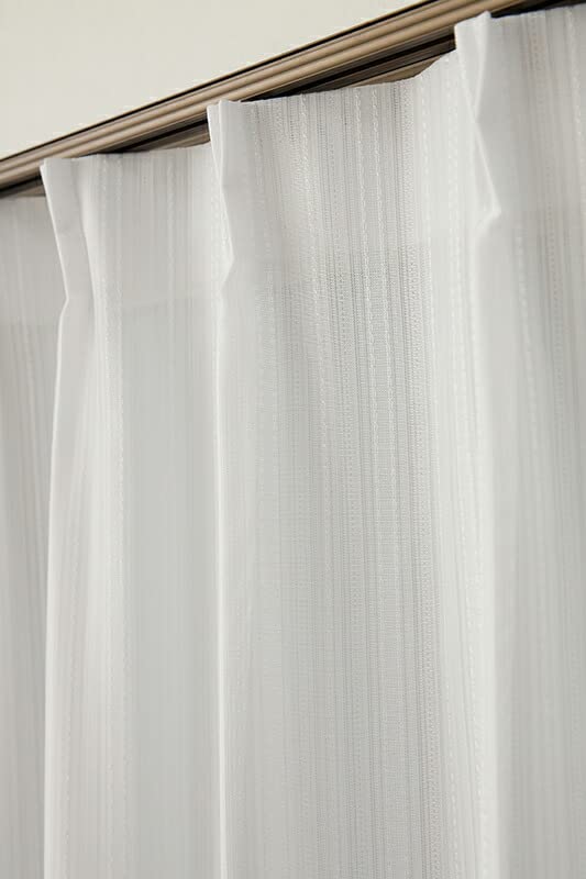Lace Flame Hard to See Outside During the UV 4185 Striped Width 100 x Length 198 Set of 100 x 198 Curtains, Mirror, Retardant, Day, Protection, White,