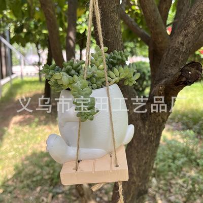 Swing Animal Resin Pot Cute Style Garden Yard Art Deco Pendant Pot