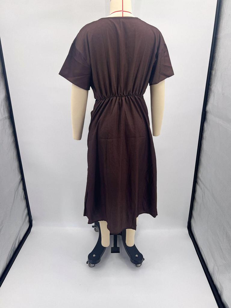 2026 European-American Summer Bohemian-Style Elegant Pleated V-Neck Dress