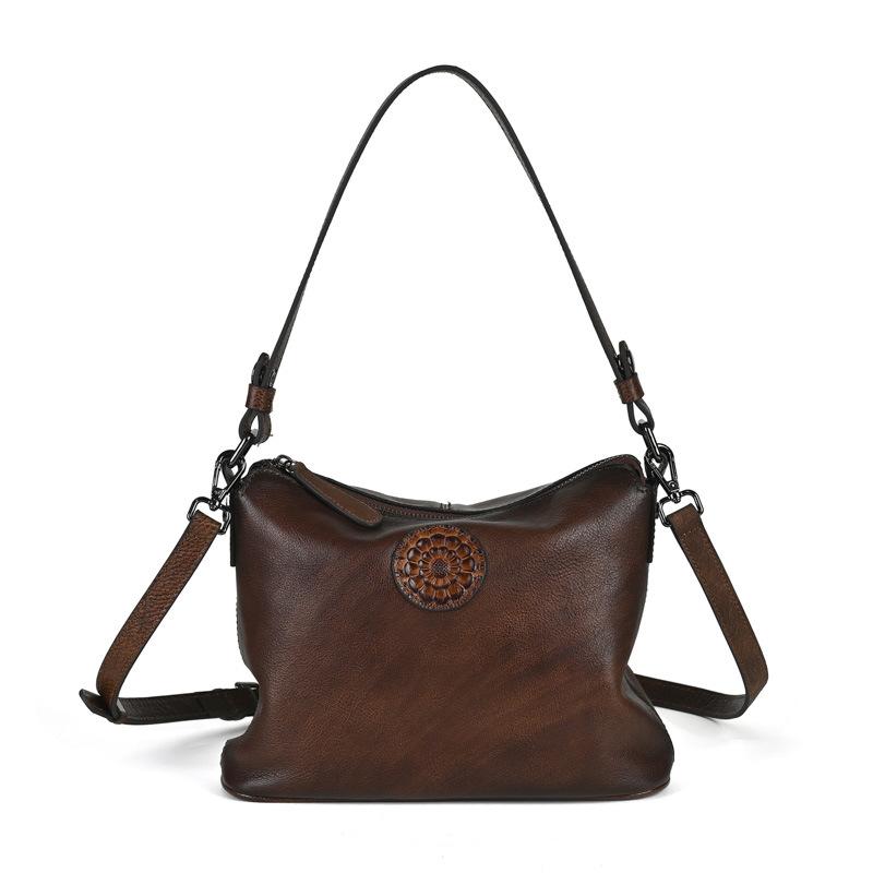 

Женская сумка Johnature Retro из натуральной кожи, универсальные однотонные сумки из мягкой коровьей кожи через плечо и через плечо кофейный