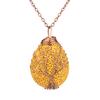 Handmade Copper Wire Winding Multi-Colored Volcanic Stone Water Drop Tree Of Life Pendant Necklace N529