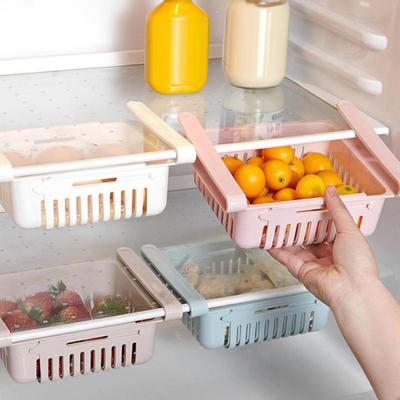 Hot Kitchen Organizer Adjustable Fridge Storage Rack Home Food Container Refrigerator Drawer Boxes Rack Retractable Shelf Holder