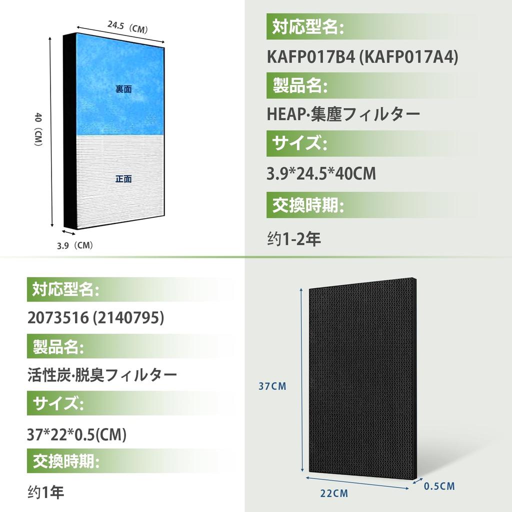 Waldoo Daikin KAFP017B4 To Dust Collection Filter Hepa Filter Deodorizing Filter Replacement Filter MCK55M MCK55L ACK55M MCK40M Compatible Product of