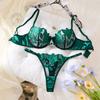 Zhen Ai Sexy Lingerie Pure Desire Wind Multi-color Ultra-thin Embroidery Gathering Bra Set