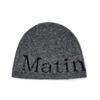 Matin Kim Letter Knit Beanie Hat Unisex Streetwear Winter Cap Men Women Trendy Korean Fashion Cold Weather Accessory