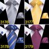 Hi-Tie Business Formal Striped Tie Jacquard Woven Silk Necktie Handkerchief Cufflinks Set for Men