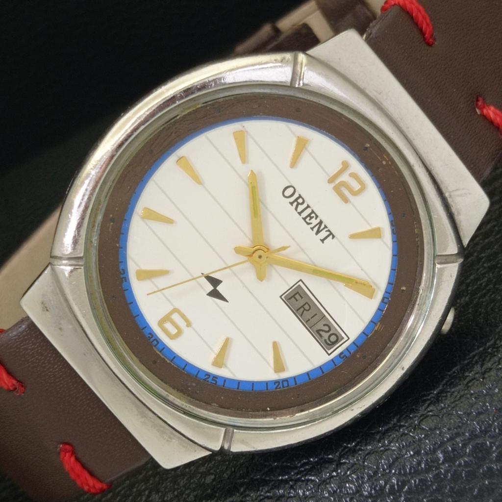 

ЯПОНИЯ ВИНТАЖ ORIENT АВТОМАТИЧЕСКИЕ 46941 МУЖСКИЕ ЧАСЫ С БЕЛЫМ ЦИФЕРБЛАТОМ a700154-5 R201-a700154